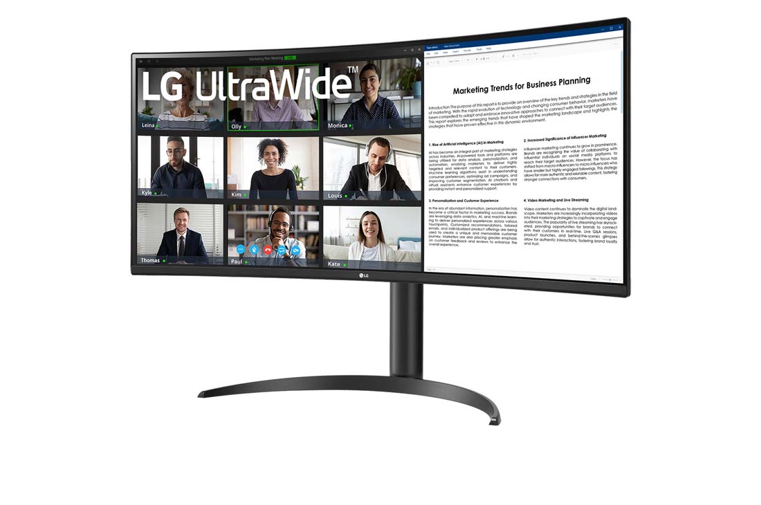 LG Monitor curbat UltraWide QHD de 34'' cu USB Type-C™, vedere laterală la -15 de grade, 34WR55QC-B, thumbnail 2