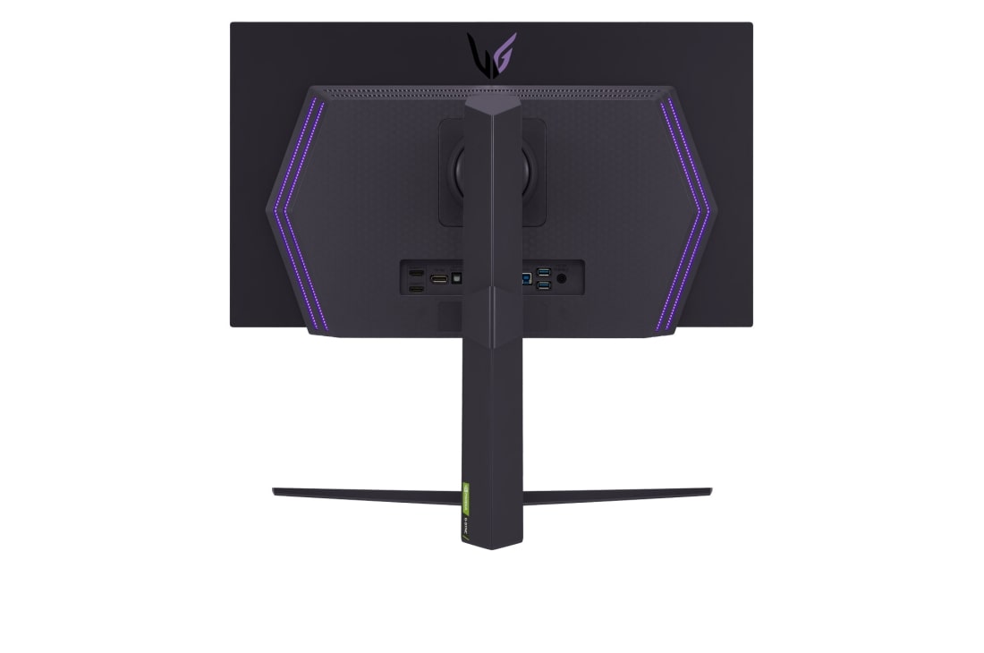 LG Monitor de gaming UltraGear™ OLED de 27 de inch | HDR400 True Black, 240Hz, 0,03ms (GtG), rear view with lights on, 27GS95QE-B, thumbnail 8