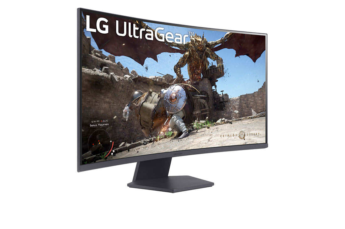 LG Monitor pentru gaming curbat UltraGear™ 1000R de 32'' | QHD, 1ms (GtG), 180Hz, vedere din perspectivă, 32GS60QC-B, thumbnail 4