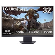 LG Monitor pentru gaming curbat UltraGear™ 1000R de 32'' | QHD, 1ms (GtG), 180Hz, vedere frontală, 32GS60QC-B, thumbnail 1