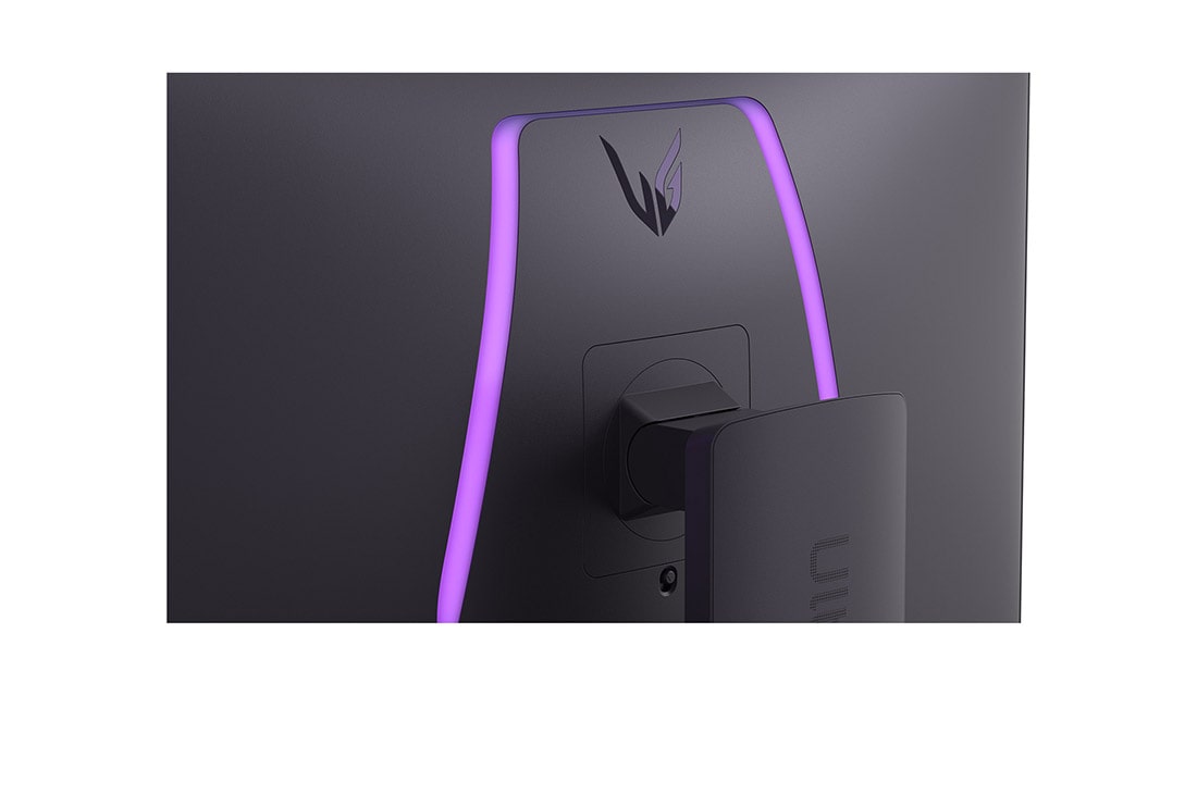 LG Monitor pentru gaming 32'' UltraGear™ Dual-Mode OLED | 4K UHD, 0.03ms (GtG), DisplayHDR True Black 400, close-up view of the rear emblem, 32GS95UV-B, thumbnail 8
