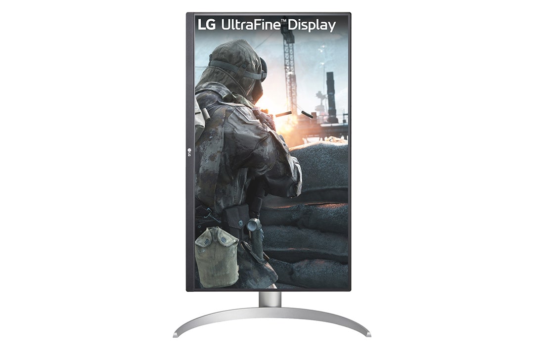 LG Monitor UHD 4K IPS de 27'' cu VESA DisplayHDR™ 400, Vedere frontală pe afișajul pivotant, 27UP650K-W, thumbnail 10