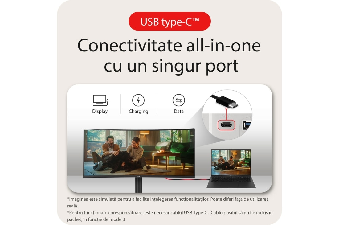 LG Monitor curbat UltraWide QHD de 34'' cu USB Type-C™, Conectivitate all-in -one cu un singur port, 34WR55QK-B, thumbnail 15