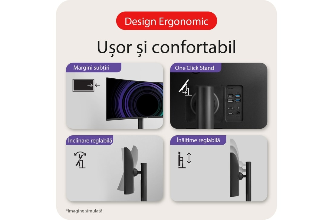 LG Monitor curbat UltraWide QHD de 34'' cu USB Type-C™, Usor si confortabil, 34WR55QK-B, thumbnail 16