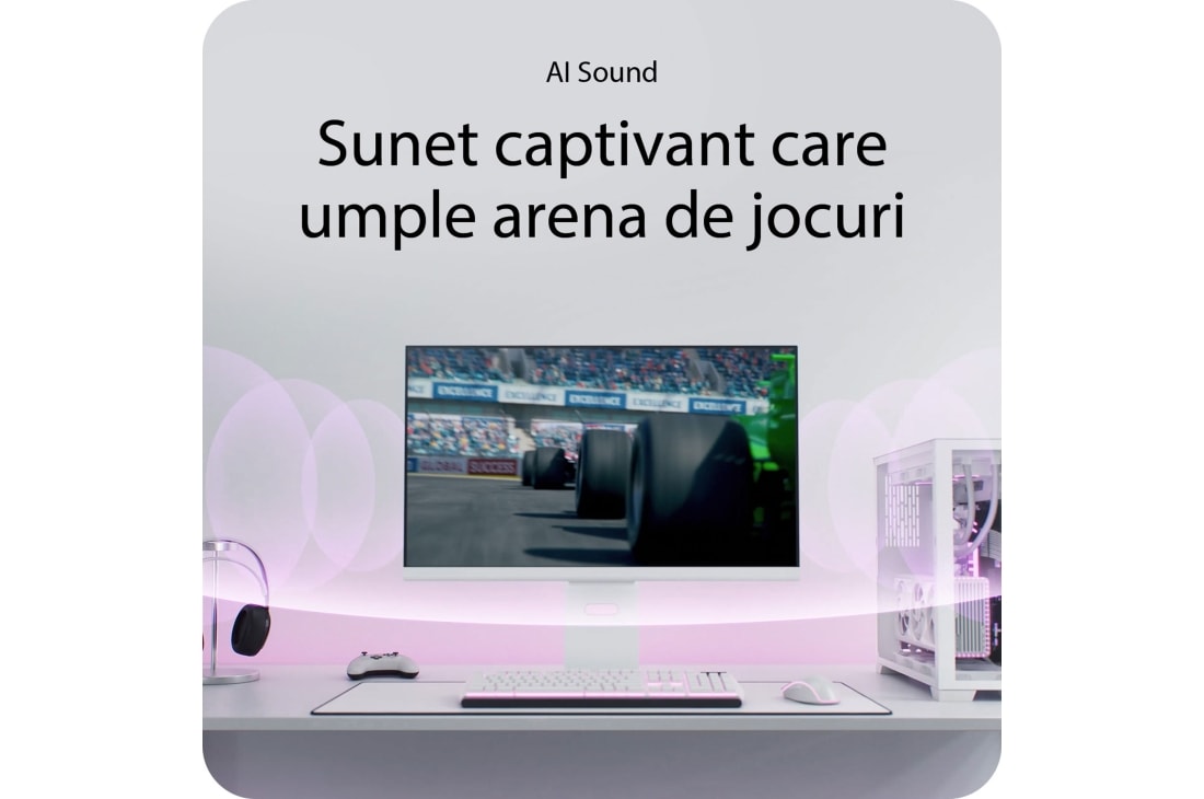 LG Monitor pentru gaming,  LG UltraGear™ de 32 inci, 144Hz , UHD 4K AI Smart | 1ms (GtG), webOS, L-stand top view, 32G810SA-W, thumbnail 9