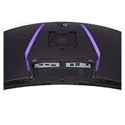 LG Monitor curbat pentru gaming UltraGear™ OLED 800R 39'' | 21:9 Ultra-WQHD 240Hz, 0.03ms (GtG), DisplayHDR True Black 400, vedere prim-plan a porturilor cu lumini aprinse, 39GS95QE-B, thumbnail 12