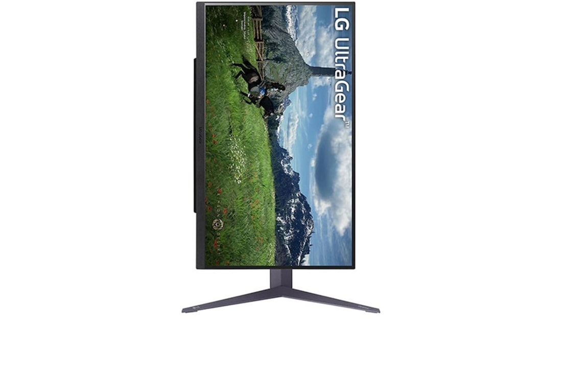 LG Monitor pentru gaming UltraGear™ QHD Nano IPS 180Hz de 27”, O/C 200Hz) | 1ms (GtG), DisplayHDR™ 400, vedere frontală, cu afișajul pivotând la 90 de grade într-o vedere portret, 27GS85Q-B, thumbnail 9