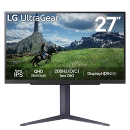 Monitor pentru gaming UltraGear™ QHD Nano IPS 180Hz de 27”, O/C 200Hz) | 1ms (GtG), DisplayHDR™ 4002