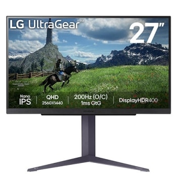 Monitor pentru gaming UltraGear™ QHD Nano IPS 180Hz de 27”, O/C 200Hz) | 1ms (GtG), DisplayHDR™ 4001