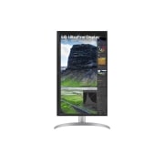 LG Monitor IPS 27” UHD 4K cu rată de contrast 2000:1, vedere frontală, cu afișajul pivotând la 90 de grade într-o vedere portret, 27UQ850V-W, thumbnail 10