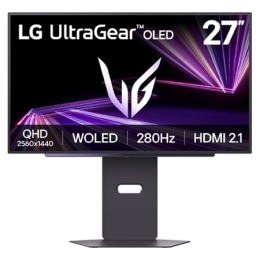 Vedere din față monitor pentru gaming 27” LG UltraGear™ OLED, 280Hz, 0.03ms (GtG), lumină hexagonală, negru - 27GX700A-B