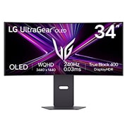 LG UltraGear™ monitor de gaming OLED curbat de 34’’, 240Hz, WQHD | 0,03 ms (GtG), DisplayHDR True Black 400, USB-C (PD 65W) și HDMI 2.1, vedere frontală, 34GX900A-B, thumbnail 1