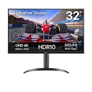 LG Monitor LG UltraFine de 32'', afișaj 4K, HDR10, Black Stabiliser, difuzoare stereo, Vedere din față, 32UR550K-B, thumbnail 1