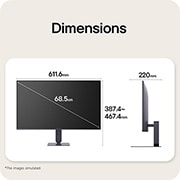 LG Monitor de gaming LG UltraGear™ G4 de 27”, Full HD IPS, 144 Hz, cu reglare pe înălțime și înclinare, Vederi frontale și laterale ale unui monitor de gaming, ilustrând dimensiunile generale și designul profilului acestuia., 27G414B-B, thumbnail 12