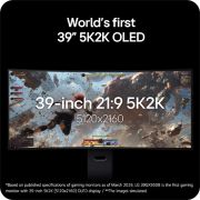 LG UltraGear evo GX9 de 39 inchi, primul monitor pentru gaming OLED de 39'' 5K2K din lume, Monitorul pentru gaming LG UltraGear 39GX950B de 39 inchi 5K2K 21:9 OLED curbat afișând o scenă dintr-un joc de acțiune, evidențiind rezoluția ultra-largă și jocul captivant., 39GX950B-B, thumbnail 5