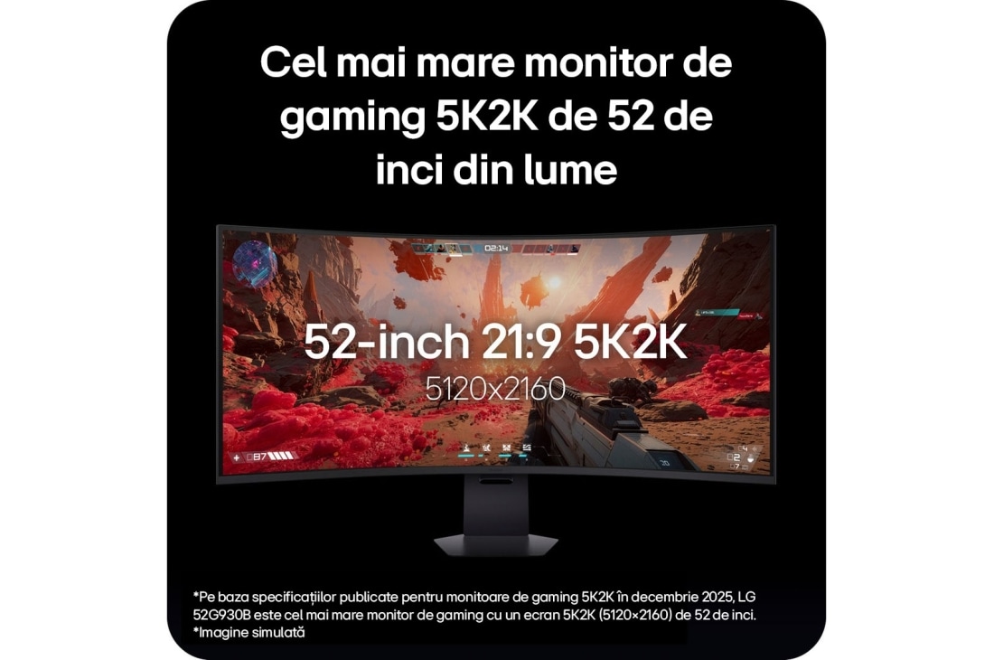 LG Monitor Gaming Curbat 52'' 5K2K WUHD, 240Hz, 1ms, VESA DisplayHDR 600, Curbură 1000R, DP 2.1 & USB-C 90W, 52G930B-B, thumbnail 6