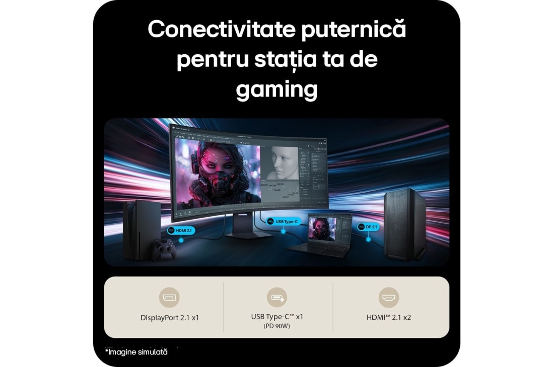LG Monitor Gaming Curbat 52'' 5K2K WUHD, 240Hz, 1ms, VESA DisplayHDR 600, Curbură 1000R, DP 2.1 & USB-C 90W, 52G930B-B, thumbnail 11