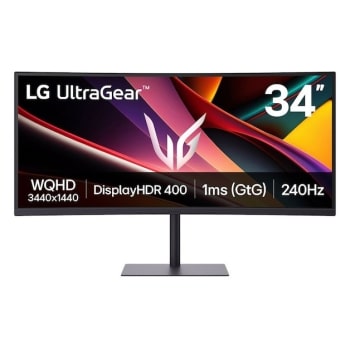 LG UltraGear™ G6 monitor de gaming de 34 inch, 240 Hz, WQHD | 34G630A cu DCI-P3 95% (tipic), VESA DisplayHDR™ 400, 1 ms (GtG), USB-C (PD 15 W)