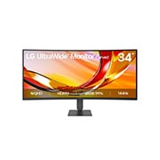 LG Monitor curbat LG UltraWide™ WQHD de 34”, 144 Hz, HDR10, cu AMD FreeSync™ Premium, Vedere frontală a monitorului ultrawide, 34U620B-B, thumbnail 1