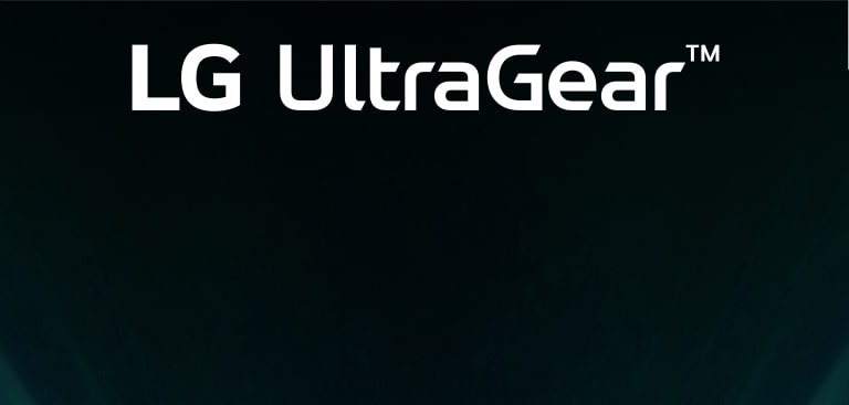 Logo-ul UltraGear™ într-o cameră futuristă, luminată cu neon.