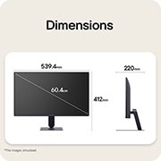 LG Monitor de gaming LG UltraGear™ G4 de 24”, IPS Full HD, 144 Hz, Vederi frontale și laterale ale unui monitor de gaming, ilustrând dimensiunile generale și designul profilului acestuia., 24G411B-B, thumbnail 13