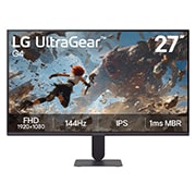 LG Monitor de gaming LG UltraGear™ G4 de 27”, Full HD IPS, 144 Hz, Această imagine arată vederea frontală a monitorului pentru gaming LG UltraGear G4 de 27 inchi, cu ecran IPS și rezoluție FHD (1920×1080), o rată de reîmprospătare de 144Hz și 1ms MBR, punând accent p, 27G411B-B, thumbnail 2