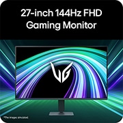 LG Monitor de gaming LG UltraGear™ G4 de 27”, Full HD IPS, 144 Hz, Vedere frontală a unui monitor pentru gaming expus într-un mediu futurist cu stil neon., 27G411B-B, thumbnail 5
