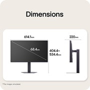LG Monitor de gaming LG UltraGear™ G5 IPS Full HD de 27”, 300 Hz, 1 ms, compatibil NVIDIA G-SYNC, Vederi frontale și laterale ale unui monitor de gaming, ilustrând dimensiunile generale și designul profilului acestuia., 27G550B-B, thumbnail 13