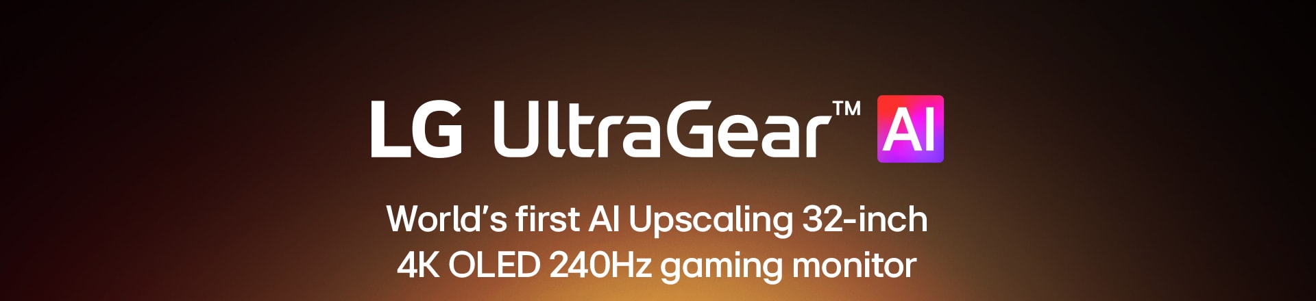 Logo-ul UltraGear™ AI într-o cameră futuristă, luminată cu neon.