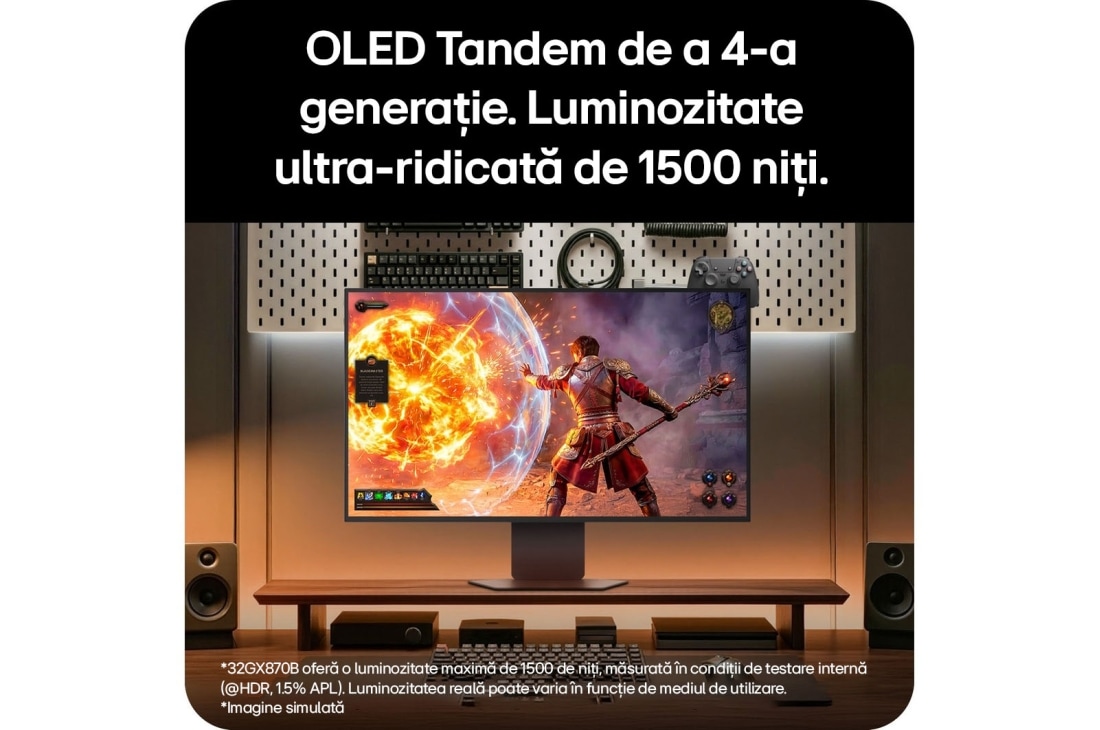 LG Monitor de gaming OLED UltraGear evo GX8 de 32”, primul monitor de gaming OLED 4K de 32” din lume cu upscaling AI, 32GX870B-B, thumbnail 7