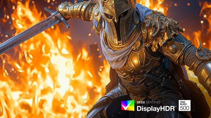 Monitorul pentru gaming UltraGear (39GX950B) oferă accente luminoase și scene întunecate detaliate cu DisplayHDR 500 și 99,5 % DCI-P3