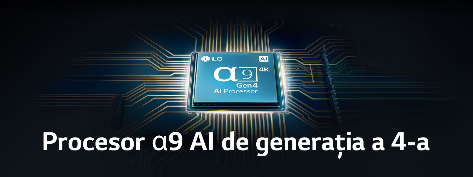 Procesorul α9 AI 4K de generația a 4-a se află în centrul circuitului electric.