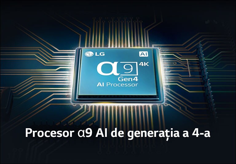 Procesorul α9 AI 4K de generația a 4-a se află în centrul circuitului electric.