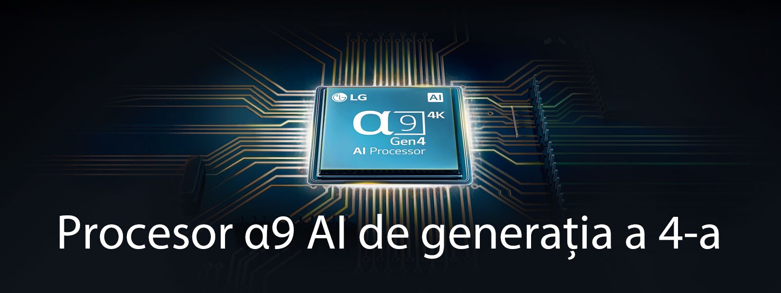 Procesor α9 AI 4K de generația a 4-a se află în centrul circuitului electric.