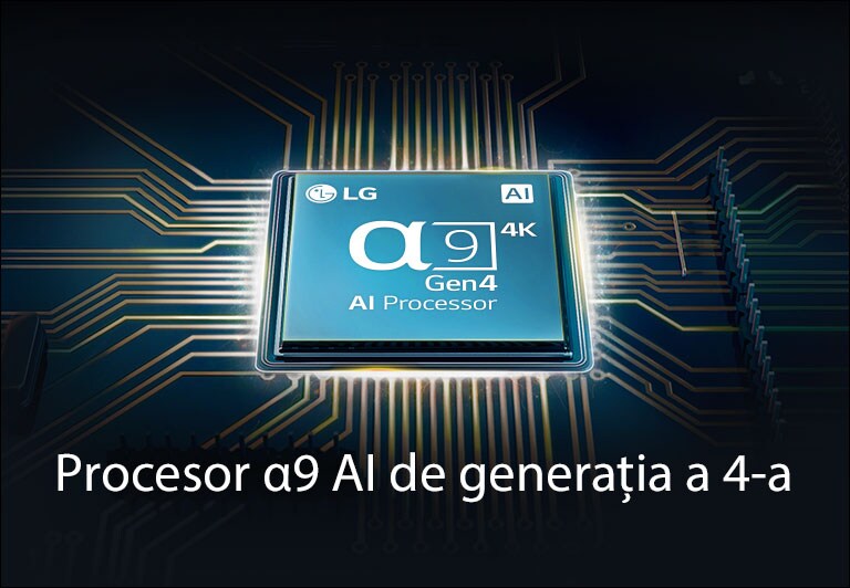Procesor α9 AI 4K de generația a 4-a se află în centrul circuitului electric.