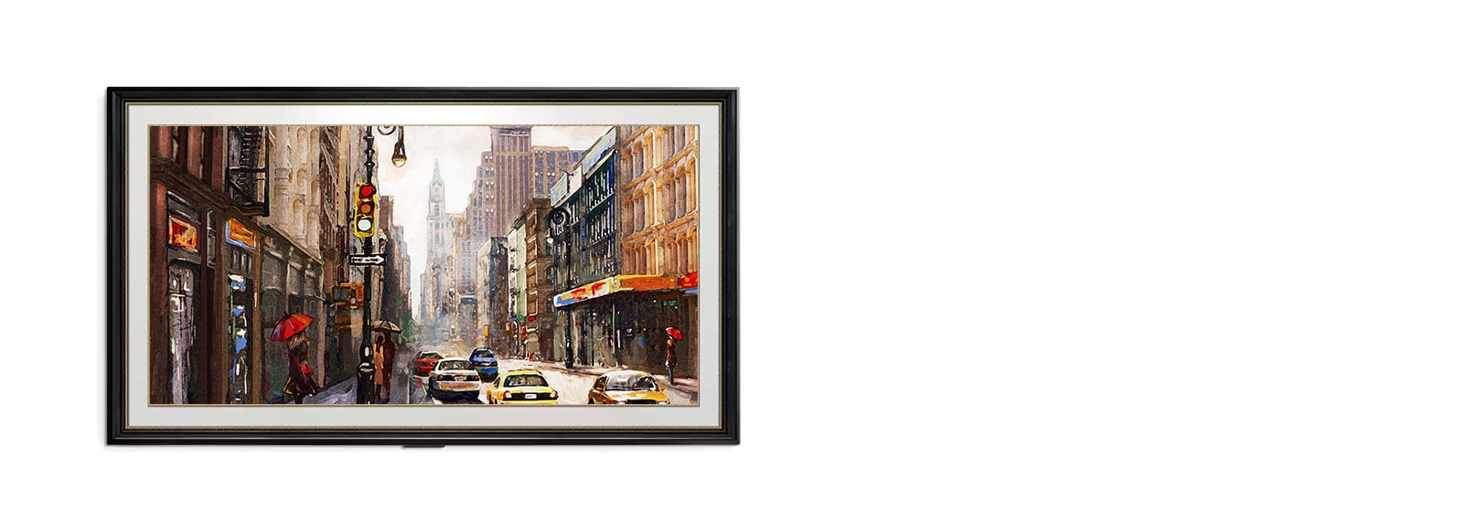 Operele de artă afișate pe un televizor se schimbă continuu. (redare videoclip) 