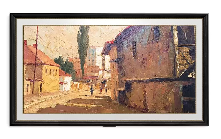 Operele de artă afișate pe un televizor se schimbă continuu. (redare videoclip) 