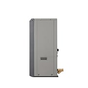 LG Pompa de căldură R32 monobloc S II, monofazată (1Ø), 5 kW, Pompe de căldură aer-apă LG, HM051MRS UA40, vizualizare din unghi lateral drept a unei unități exterioare negre, cu o grilă ondulată gri cu orificiu de admisie., HM051MRS UA40, thumbnail 7