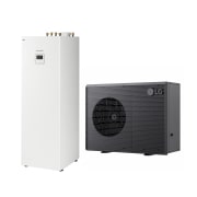 LG Pompa de căldură R290 Monobloc Combi Unit, trifazată, 9 kW, Pompă de încălzire aer-apă LG THERMA V, neagră, cu unitate exterioară concepută cu grilă ondulată gri, HN1639HY NK0 + HM093HF UB40, thumbnail 1