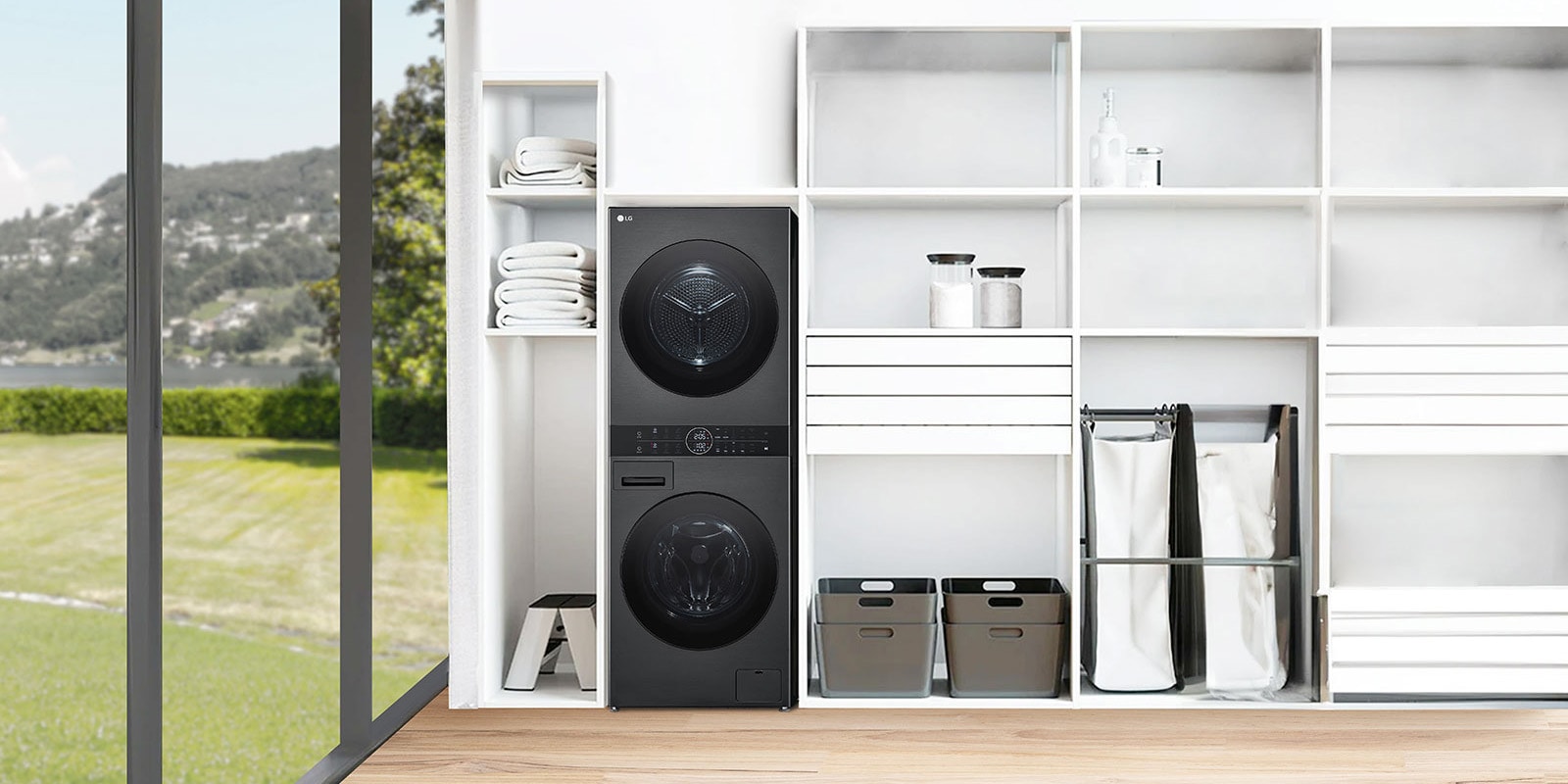 Washtower este amplasat într-un spațiu multifunctional de sub scară.