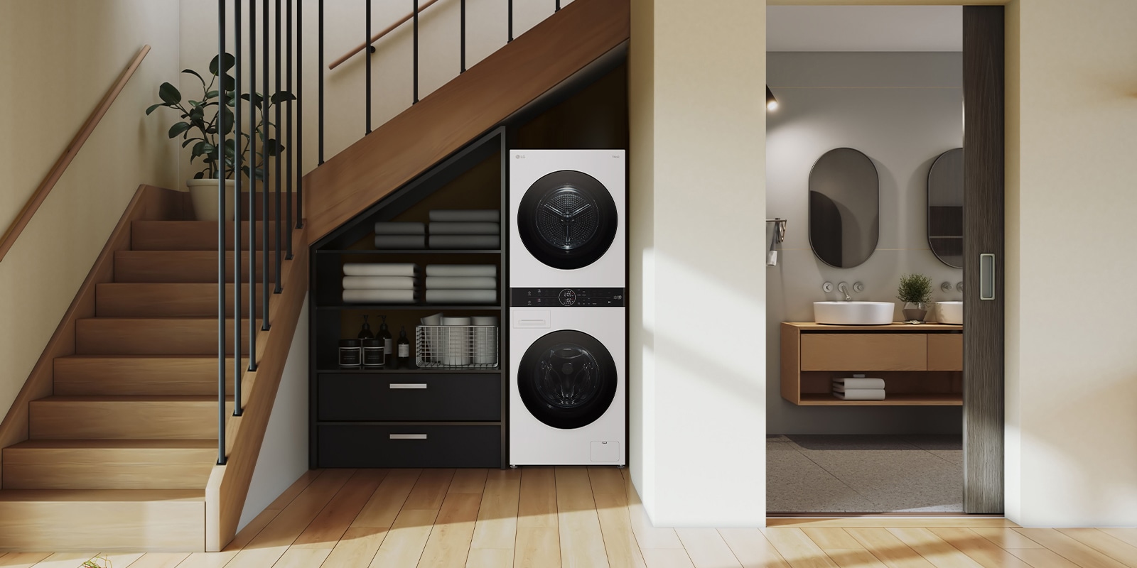 Acesta este peretele unei camere care seamănă cu o cameră de utilități. 