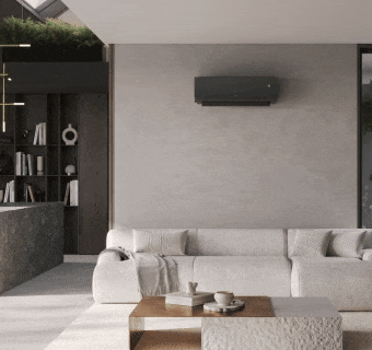 Aer condiționat LG cu design premium, integrat armonios într-un living elegant,