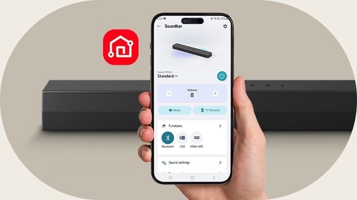Controlează soundbarul prin aplicația LG ThinQ de pe smartphone1