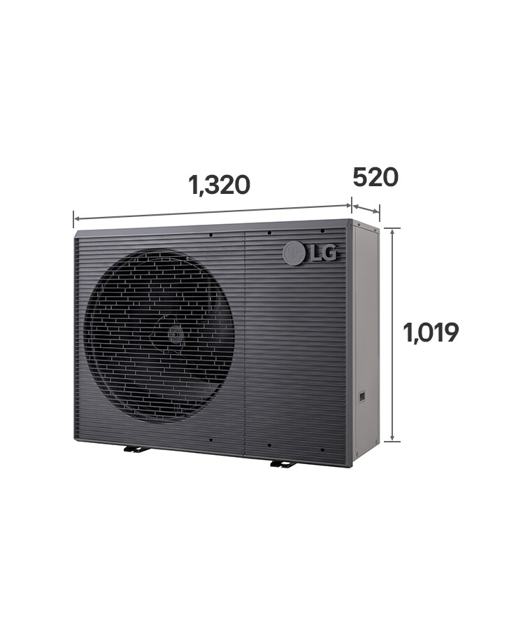 Exteriorul unui LG R32 Monobloc S II (HM051MRS UA40) cu dimensiunile pe etichetă. Măsoară 1.242&nbsp;mm x 391&nbsp;mm x 853&nbsp;mm.