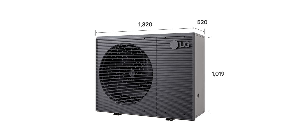 Exteriorul unui LG R32 Monobloc S II (HM051MRS UA40) cu dimensiunile pe etichetă. Măsoară 1.242&nbsp;mm x 391&nbsp;mm x 853&nbsp;mm.