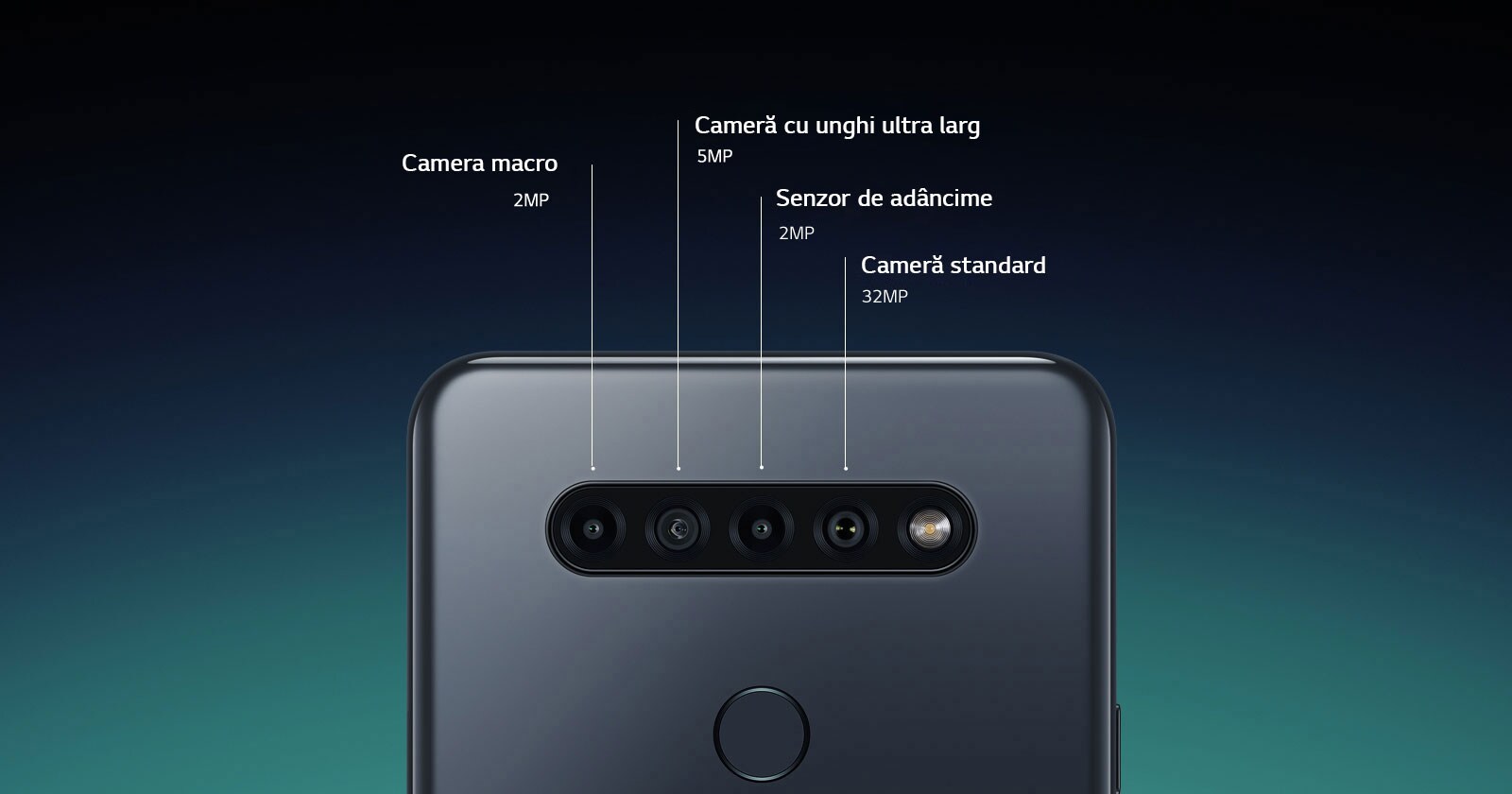 Imagine cu spatele telefonului, care prezintă cele patru camere foto