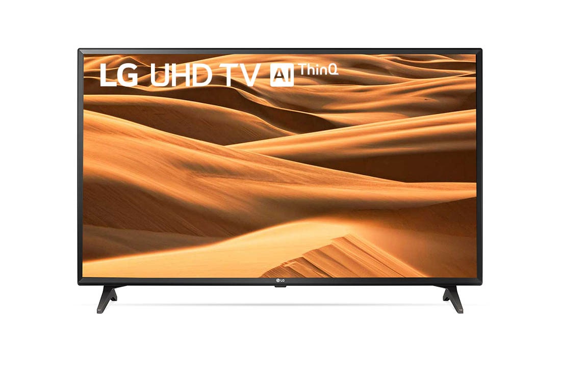 LG UM7050 | 49inch LED 4K UHD TV | 4K HDR 10 PRO | Procesor Quad Core 4K | Ultra Surround | webOS smart TV, vedere frontală cu imagine continuă, 49UM7050PLF