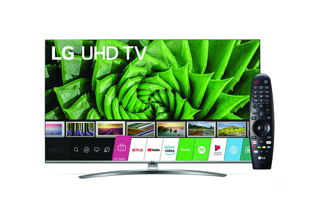 LG UN8100 | 65 inch 4k UHD TV | Procesor Quad Core 4K | HDR 10 PRO | Ultra Surround | Funcții Gaming | Funcții SPORT, vedere frontală cu imagine continuă, 65UN81003LB