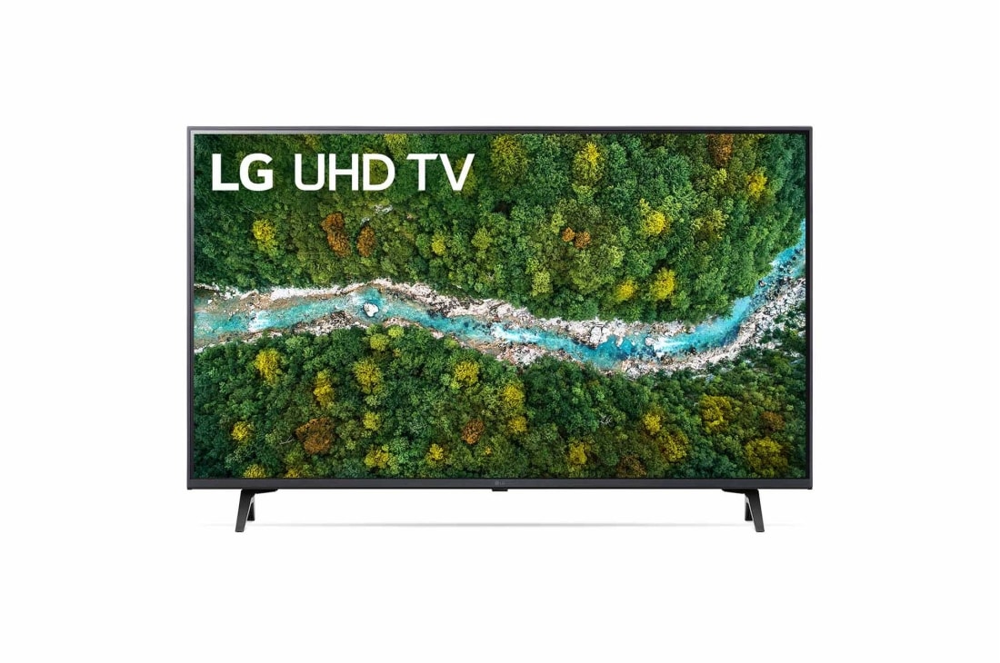 LG UP77 43inchi 4K Smart UHD TV, Vedere frontală a televizorului LG UHD, 43UP77006LB