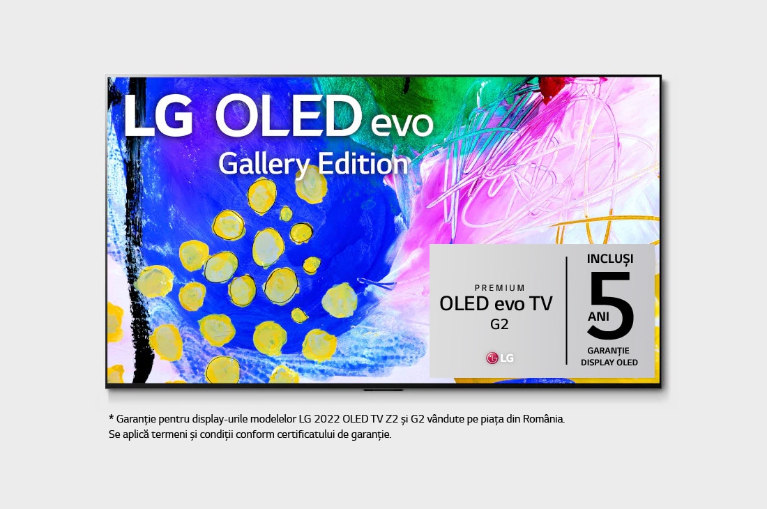 LG OLED LG G2 | 77 inch | evo Gallery Edition | Dolby Vision IQ și Dolby Atmos | ThinQ AI,  front view with infill image, OLED77G23LA